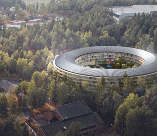 Klimabygg: Denne sirkelrunde plussblokka, “O-en” skal reises på Ammerud i Oslo