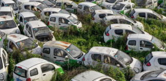 Nei, dette bildet viser ikke en fransk elbilkirkegård