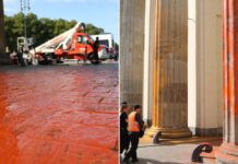 Klimaaktivister malte Brandenburger Tor i protest