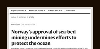 Havbunnsvedtaket: Nature retter nådeløs kritikk mot Norge og Støre Image from Nature, frontpage.