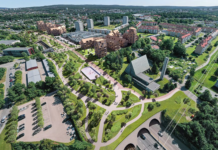 Foreslår 400 m langt metallokk over motorvei i Oslo – kan gi ny grønn lunge Manglerud i Oslo. Skisse.