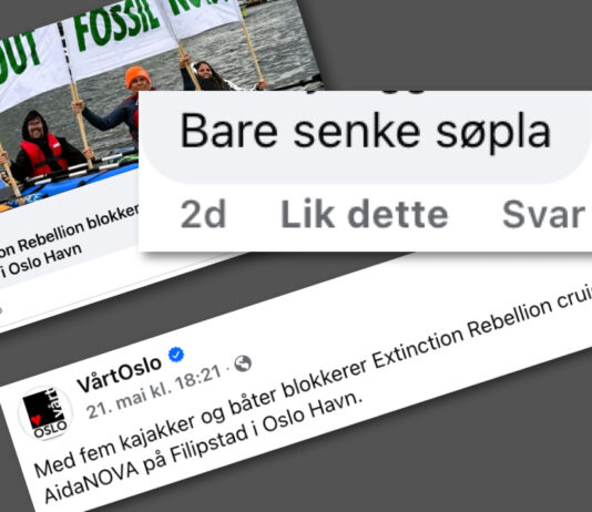 Skjellsord haglet mot Extinction Rebellion i FB-tråd til VårtOslo