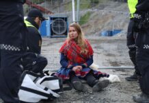 70 aktivister blokkerer anleggsarbeidet ved Nussirgruva